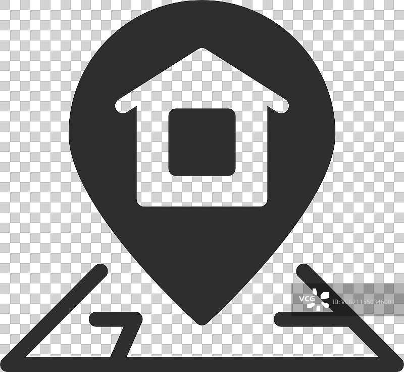 家庭地址黑色图标，地图上的GPS定位针图片素材