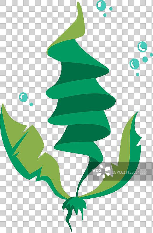 水下藻类卡通图标，野生海洋植物图片素材