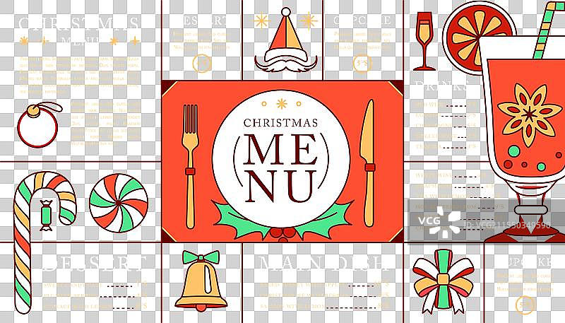 假日线条艺术圣诞菜单设计图片素材