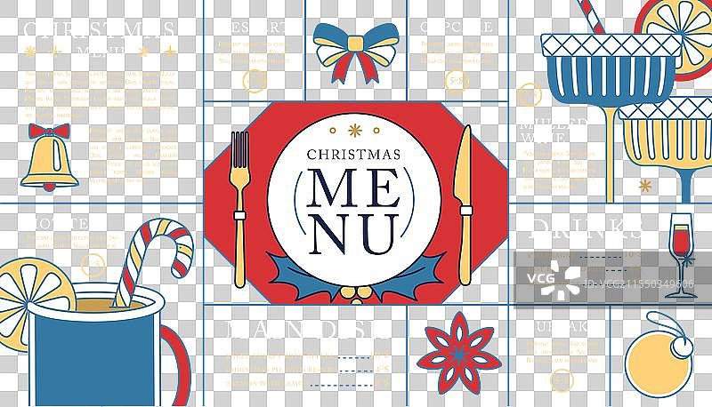 假日线条艺术圣诞菜单设计图片素材