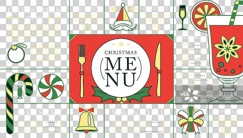 假日线条艺术圣诞菜单设计图片素材