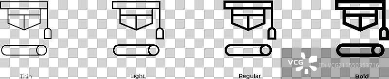 学术图标，细体、常规体和粗体风格图片素材
