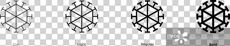 腺病毒图标，细线、常规和粗体风格图片素材