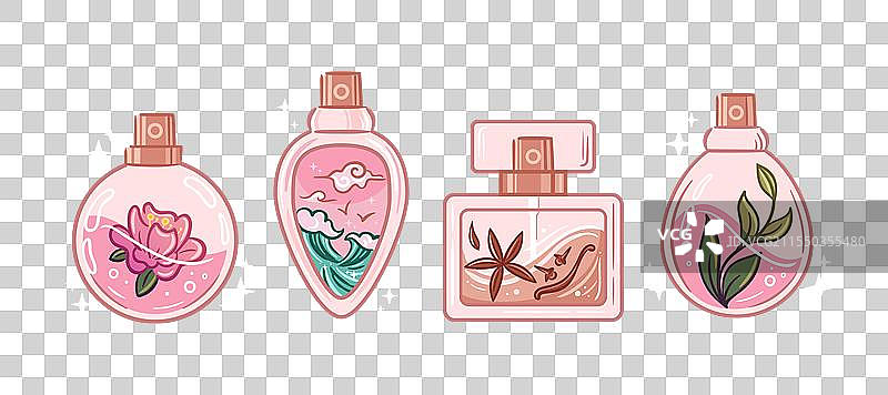 花卉香料瓶的集合图片素材