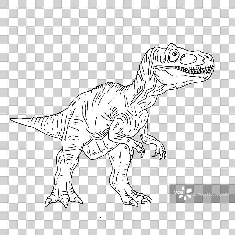黑白恐龙图形，黑色线条设计图片素材