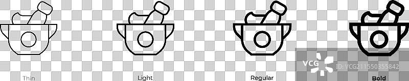 蒜泥蛋黄酱图标，细体、常规体和粗体风格图片素材