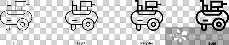 空气压缩机图标，细体、常规体和粗体图片素材