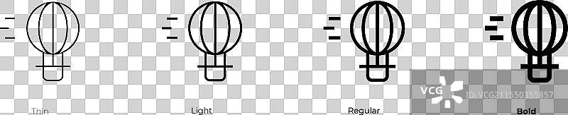 热气球图标，细体、常规体和粗体图片素材