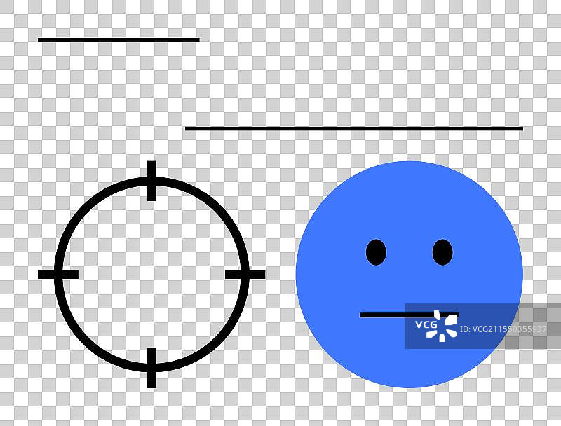 面无表情的蓝色面孔旁边有一个靶子图片素材
