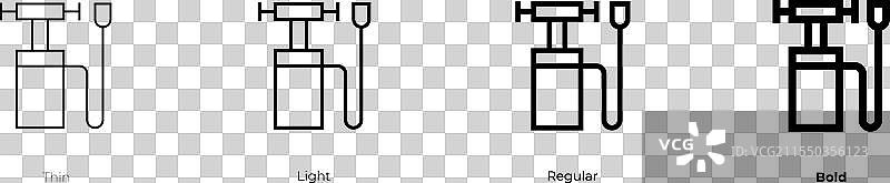 气泵图标，细体、常规体和粗体图片素材
