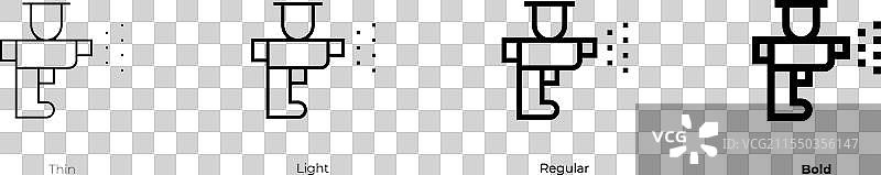 气刷图标，细体、常规体和粗体风格图片素材