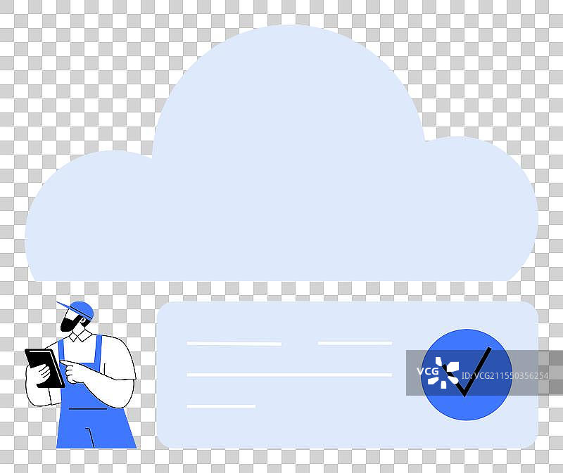 技术人员在平板电脑上检查数据与云端连接图片素材