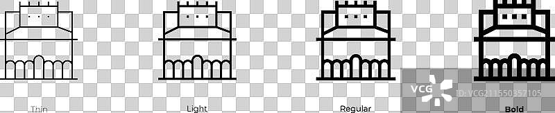 格拉纳达的阿尔罕布拉宫图标，细长，常规和图片素材