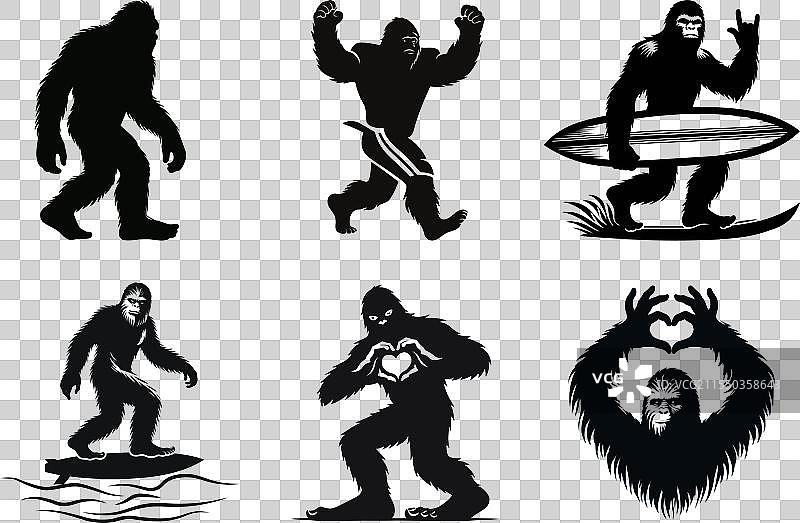 大脚怪轮廓野生动物系列01图片素材