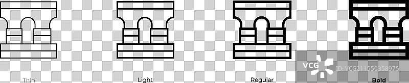 水渠图标，细线、常规和粗体风格图片素材