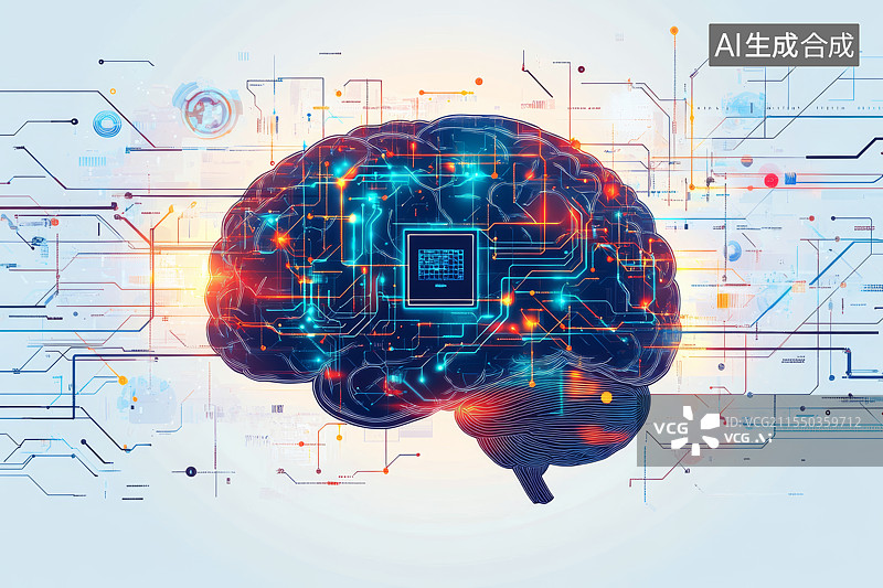 【AI数字艺术】未来科技芯片与人脑的结合图片素材
