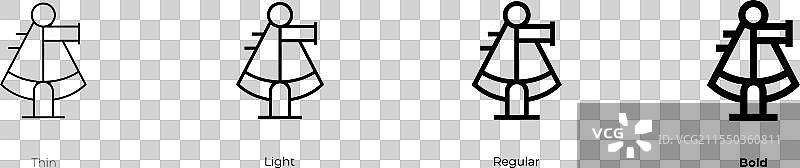 天文仪图标，细体、常规体和粗体风格图片素材