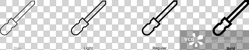 凿子图标，细体、轻体、常规体和粗体风格设计图片素材