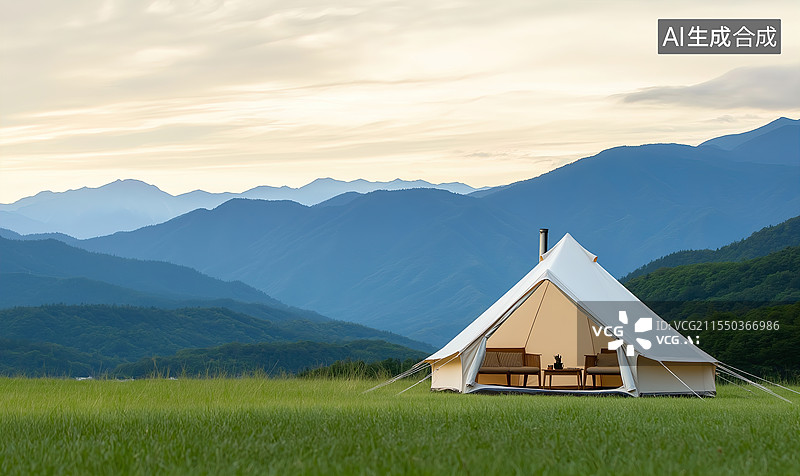 【AI数字艺术】山间露营帐篷美景图片素材