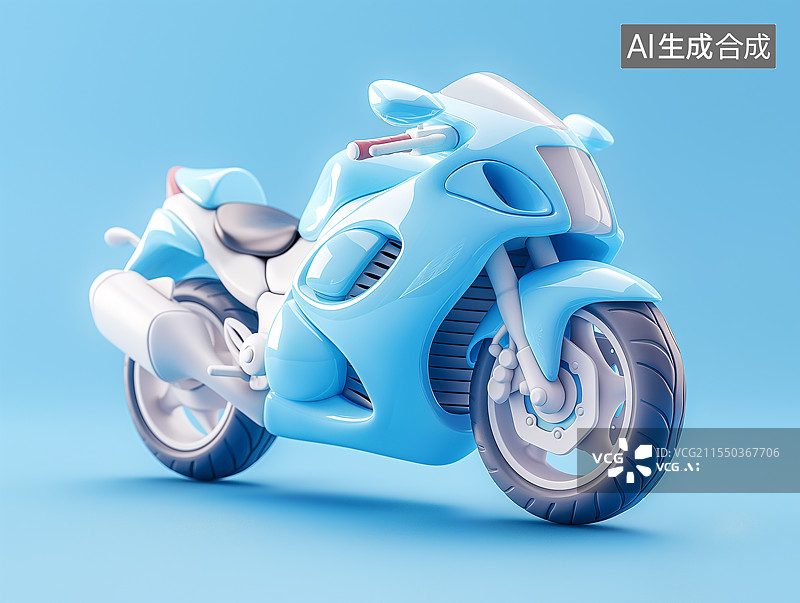 【AI数字艺术】蓝色可爱的3D摩托车图片素材