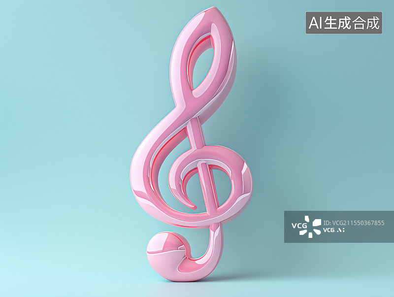 【AI数字艺术】一个彩色3D乐谱符号图片素材