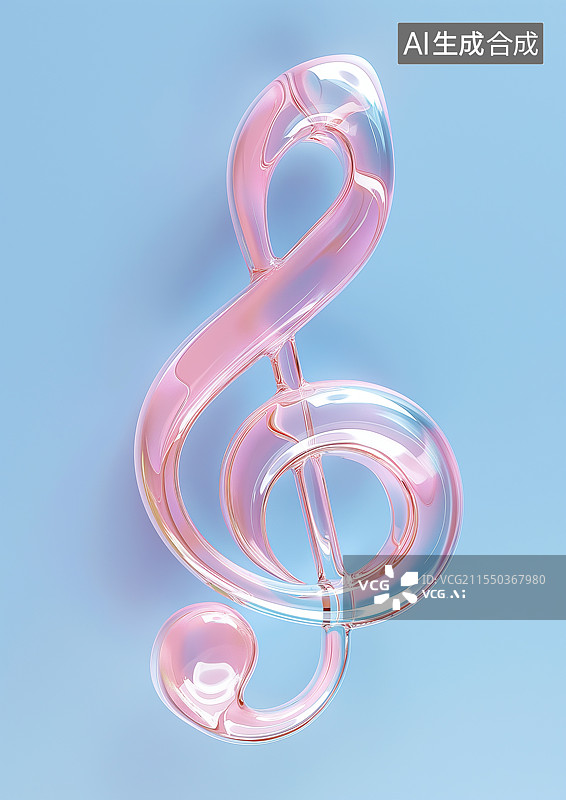 【AI数字艺术】一个彩色3D乐谱符号图片素材