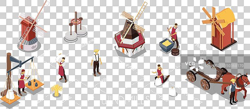 风车类型的建筑等距图图片素材