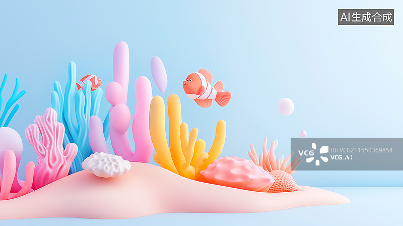 【AI数字艺术】梦幻海底的童趣世界图片素材