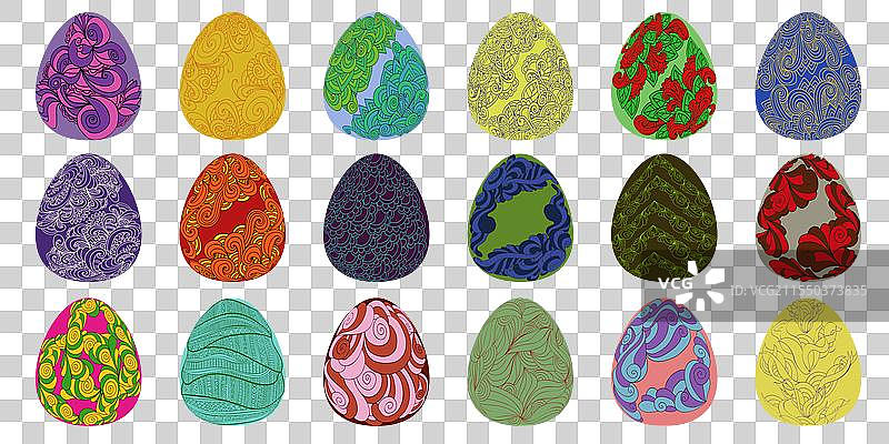 装饰精美的复活节彩蛋套装图片素材