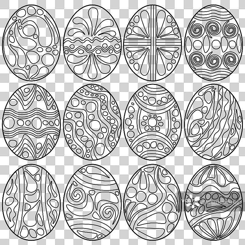 一组装饰图案的复活节彩蛋图片素材