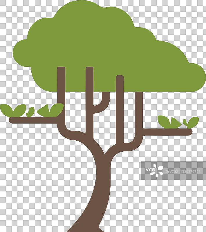 简单扁平风格的树木设计，背景为白色图片素材