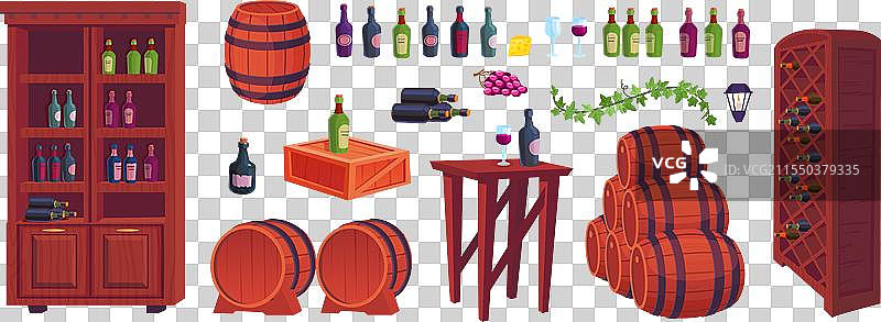 卡通酒窖酒厂地下室内部图片素材