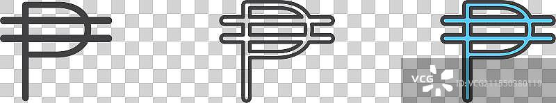 菲律宾货币图标集，披索货币兑换图片素材