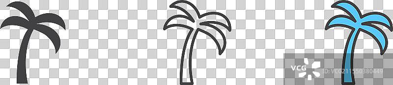 棕榈树图标集 椰子轮廓图片素材