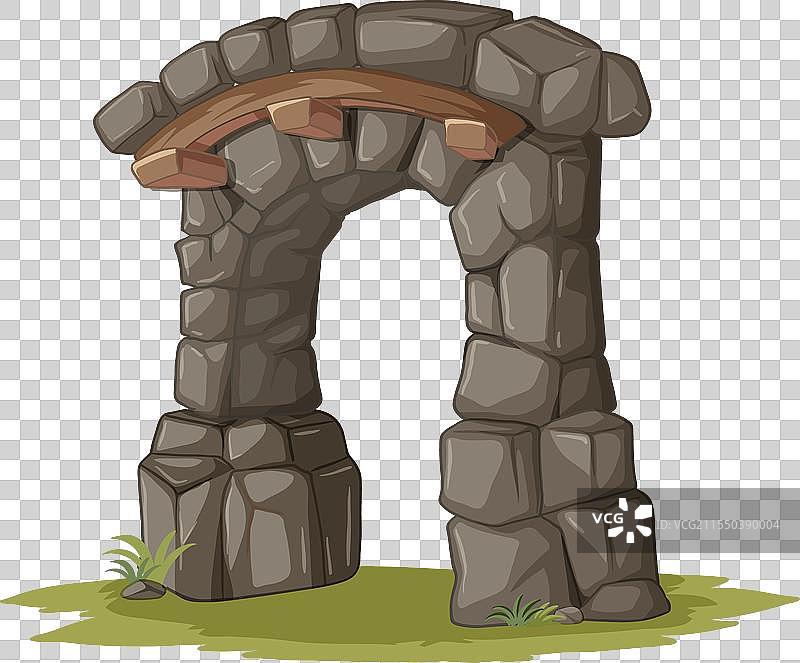 草地上的石拱门卡通图图片素材