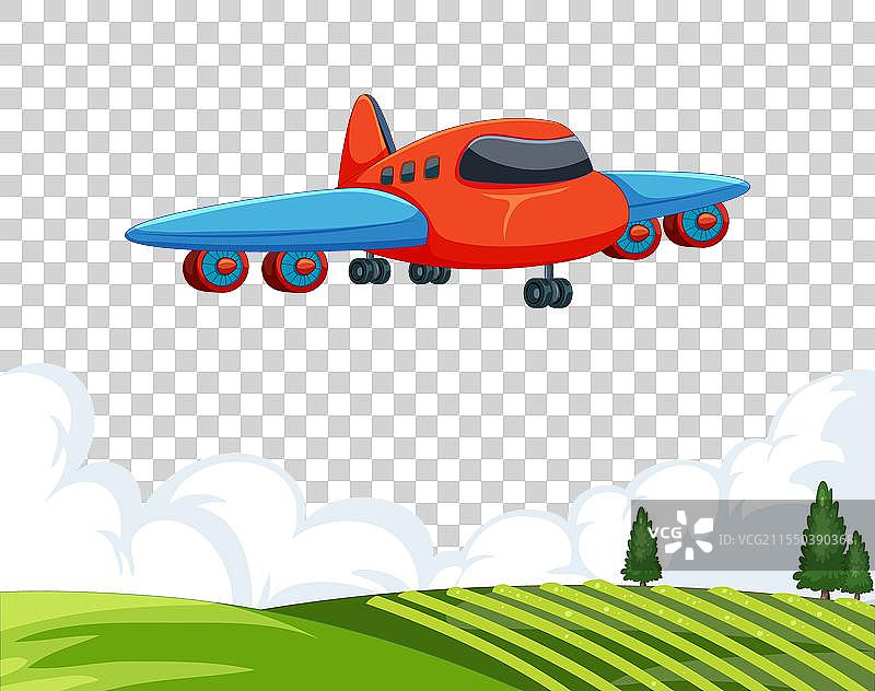 一架卡通飞机在飞行图片素材