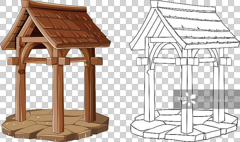 两种风格的木制水井图片素材