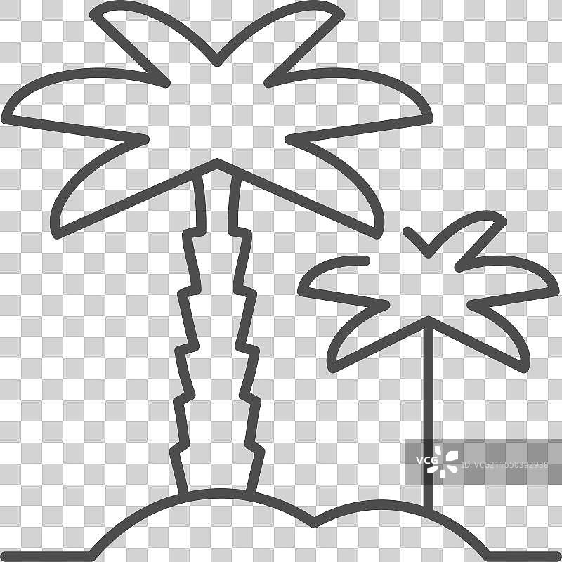 棕榈树线条轮廓图标图片素材