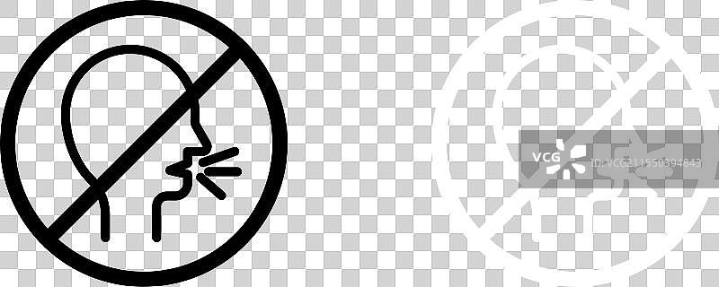 禁止交谈标志图标集，沉默与安静符号图片素材
