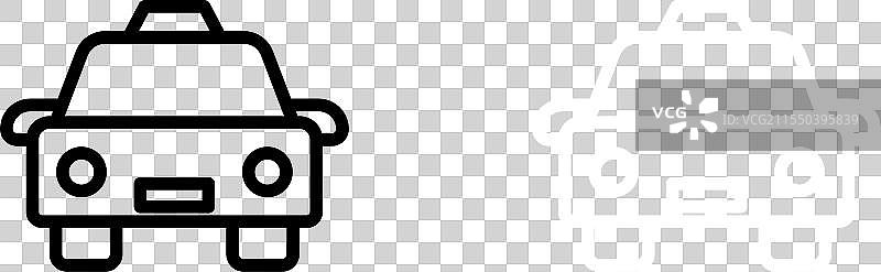 出租车图标集，黑色出租车服务符号图片素材