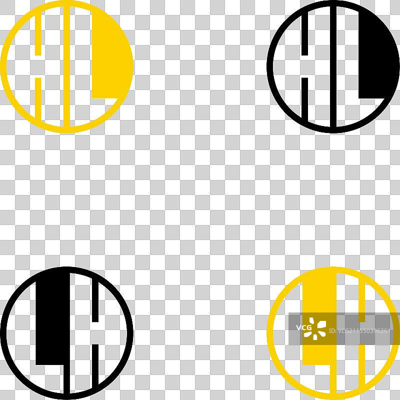 简单的 HL 和 LH 字母圆形标志组合，适合使用图片素材