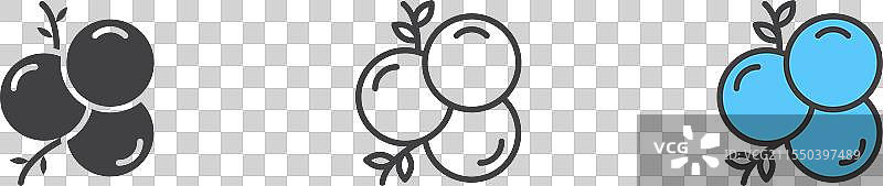 杜松图标集，浆果金酒，蓝莓符号图片素材