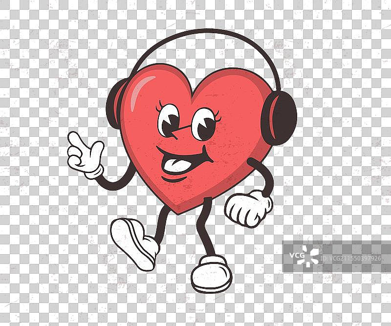 充满活力的嬉皮士爱情角色设计，80年代风格图片素材