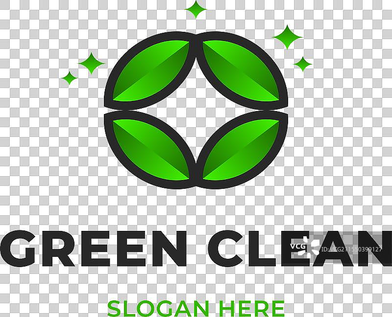 绿色清洁标志，自然清洁标志概念图片素材