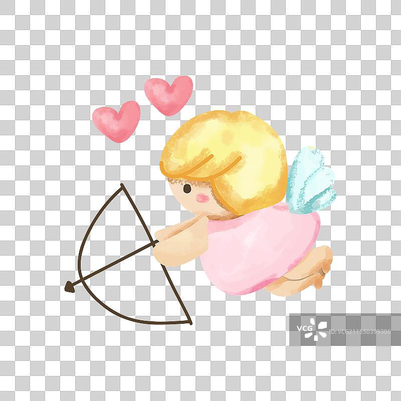 可爱的丘比特与弓箭的卡通插图图片素材