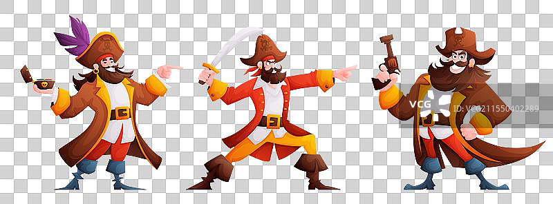 海盗角色套装，海盗手持指南针图片素材