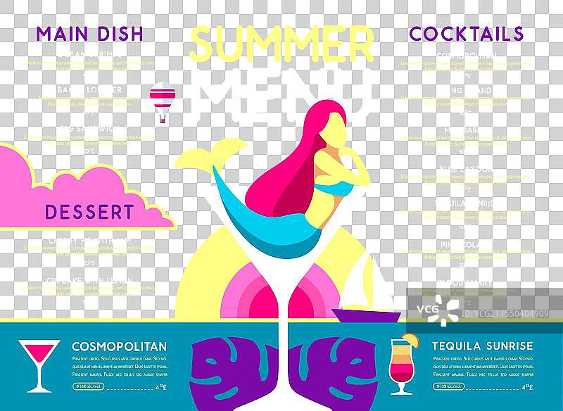 复古夏季餐厅鸡尾酒菜单设计图片素材