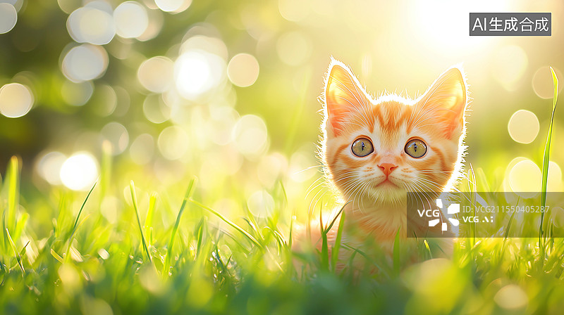 【AI数字艺术】草丛里的橘猫图片素材