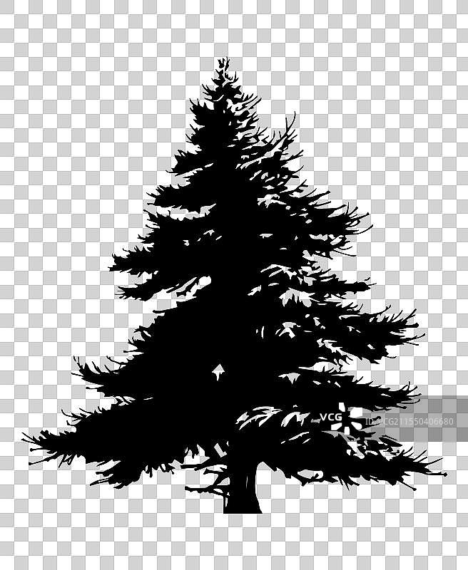 松树剪影，黑色的正弦曲线剪影图片素材