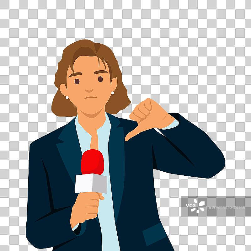 女记者手持麦克风进行报道图片素材